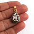 1 Pc Pave Diamond With Rose cut Diamond Pear Pendant - 925 Sterling Vermeil - Polki Pendant 25mmx14mm PD1819