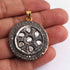 1 Pc Pave Diamond With Rose cut Diamond Round Pendant - 925 Sterling Vermeil - Polki Pendant 36mmx32mm PD1817