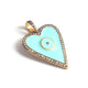 1 PC Pave Diamond Blue Bakelite Heart Charm 925 Sterling Vermeil - Pave Diamond Heart Pendant - 30mmx20mm PD1038