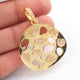 1 Pc Pave Designer Round Pendant Over Yellow Gold -28mmx27mm PD1212