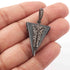 1 Pc Pave Diamond Black Pyrite With Arrowhead Pendant Over 925 Sterling Silver - Trillion Shape Pendant 31mmx20mm GVPD018