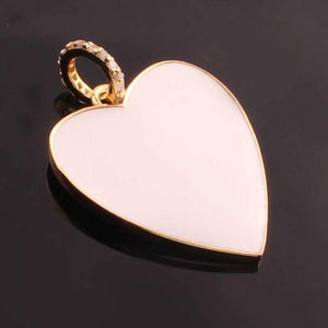 1 PC Pave Diamond Bakelite Heart Charm Yellow Gold Pendant- 26mmx22mm PD1925