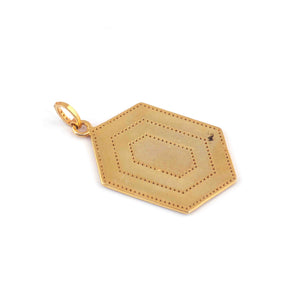 1 PC Antique Finish Pave Diamond Designer Hexagon Shape  Bakelite Pendant - Yellow Gold - Diamond Pendant 41mmx26mm RRPD049