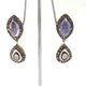 1 Pair Pave Diamond With Tanzanite Earring- Rose Cut Diamond Earrings - 925 Sterling Vermeil - Polki Earrings 43mmx13mm ED038