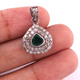 1 PC Genuine Pave Diamond With Emerald Pendant - Necklace Heart Pendant 18mmx15mm PD1473