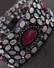 1 PC Pave Diamond Genuine Ethiopian Opal & Ruby Bracelet - 925 Sterling Silver - Multi Gemstones Bracelet - 7.25 Inch BD036