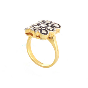 1 PC Beautiful Rose Cut Diamond Designer Ring - 925 Sterling Vermeil- Polki Ring Size-9.5 Rd222