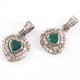 1 PC Genuine Pave Diamond With Emerald Heart Pendant - Necklace Love Pendant 15mmx12mm PD1475