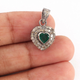 1 PC Genuine Pave Diamond With Emerald Heart Pendant - Necklace Love Pendant 15mmx12mm PD1475