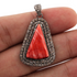 1 Pc Pave Diamond Genuine Rhodochrosite Triangle Shape Pendant Over 925 Sterling Silver 31mmx21mm PD069