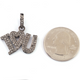 1 Pc Antique Finish Pave Diamond Designer " I Love You" Pendant - 925 Sterling Silver- Necklace Pendant 20mmx24mm PD1486