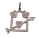 1 Pc Antique Finish Pave Diamond Heart Pendant - 925 Sterling Silver- Necklace Pendant 35mmx43mm PD1453
