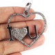 1 Pc Antique Finish Pave Diamond Heart Pendant - 925 Sterling Silver- Love Necklace Pendant 36mmx38mm PD1442