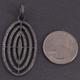 1 Pc Antique Finish Pave Diamond Designer Oval Pendant - 925 Sterling Silver -Diamond Pendant 43mmx24mm PD1253