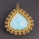 1 Pc Antique Finish Pave Diamond Larimar With Multi Sapphire Pendant - Yellow Gold Vermeil - Necklace Pendant 48mmx43mm PD1200
