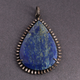 1 Pc Antique Finish Baguette Diamond, Blue Quartz Pear Pendant - 925 Sterling Silver - Necklace Pendant 56mmx39mm PD1202
