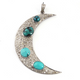 1 Pc Antique Finish Pave Diamond With Mohave Turquoise Crescent Moon Pendant - 925 Sterling Silver - Necklace Pendant 59mmx15mm PD612