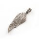 1 Pc Pave Diamond Feather Pendant -925 Sterling Silver - Wing Pendant 36mmx12mm PD1152