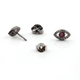 1 Pair Pave Diamond With Ruby Evil Eye Stud Earrings With Back Stopper - 925 Sterling Silver 10mmx06mm ED057