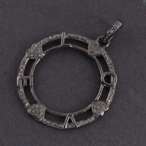 1 Pc Pave Diamond Round Designer Love Pendant -925 Sterling Silver -Necklace Pendant 40mmx36mm PD1259