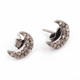 1 Pair Antique Finish Pave Diamond Crescent Moon Designer Stud Earrings With Back Stoppers - 925 Sterling Silver 9mmx4mm ED044