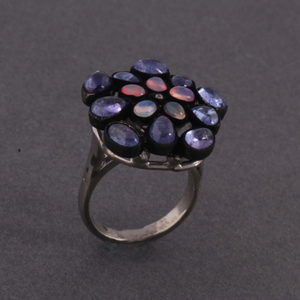 9gm 1 PC Beautiful Pave Diamond Tanzanite Ring Center In Opal - 925 Sterling Silver - Gemstone Ring Size -7 RD152