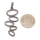 1 Pc Pave Diamond Oval Swirl Designer Pendant -925 Sterling Silver -Necklace Pendant 51mmx20mm PD1437