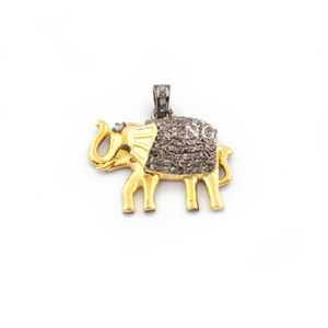 1 Pc Pave Diamond Elephant Pendant Over 925 Sterling Silver 23mmx27mm PD116