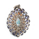 15g 1 Pc Pave Diamond Genuine Tanzanite & Opal Center In Moonstone Pendant - 925 Sterling Silver - Gemstone Necklace Pendant 46mmx33mm PD1298
