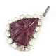 1 Pc Rose Cut Diamond With Carved Ruby Pendant Over 925 Sterling Silver - Polki Pendant 46mmx35mm PD1593