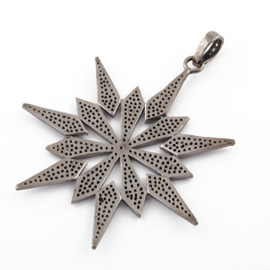 1 Pc Pave Diamond Star Pendant Over 925 Sterling Silver- Necklace Pendant 57mmx53mm PD053
