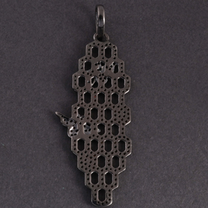 1 Pc Antique Finish Pave Diamond Bee Web Pendant - 925 Sterling Silver- Necklace Pendant 54mmx22mm PD1256