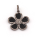 1 Pc Pave Diamond Black Bakelite Flower Pendant - 925 Sterling Silver - Enamel  Pendant 29mmx26mm PD1045