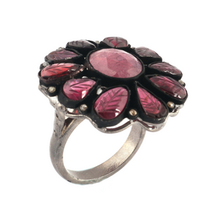 13gm 1 PC Beautiful Pave Diamond Carved Leaf Pink Tourmaline Ring - 925 Sterling Silver - Gemstone Ring Size -8.5 RD340