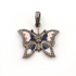 1 Pc Pave Diamond Bakelite-Enamel Butterfly Pendant - 925 Sterling Silver & Vermeil 21mmx24mm PD708