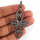 1 Pc Antique Finish Pave Diamond Designer Cross Pendant - 925 Sterling Silver- Necklace Pendant 56mmx33mm PD1331
