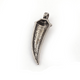 1 Pc Pave Diamond Horn 925 Sterling Silver Pendant - Diamond Pendant 41mmx14mm PD392