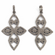 1 Pc Antique Finish Pave Diamond Designer Cross Pendant - 925 Sterling Silver- Necklace Pendant 56mmx33mm PD1331