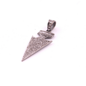 1 Pc Pave Diamond Arrowhead 925 Sterling Silver & Vermeil Pendant - Arrowhead Pendant 31mmx14mm PD904