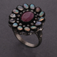 1 PC Beautiful Pave Diamond Ethiopian Opal Ring Center In Ruby - 925 Sterling Silver - Gemstone Ring Size -8.5 RD166