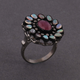 1 PC Beautiful Pave Diamond Ethiopian Opal Ring Center In Ruby - 925 Sterling Silver - Gemstone Ring Size -8.5 RD166
