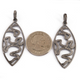 1 Pc Antique Finish Pave Diamond Designer Marquise Pendant - 925 Sterling Silver- Necklace Pendant 51mmx23mm PD1324