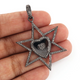 1 Pc Pave Diamond Star Center In Heart Pendant Over 925 Sterling Silver -Necklace Pendant 43mmx33mm PD1500