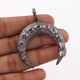 1 Pc Antique Finish Pave Diamond With Rainbow Moonstone Crescent Moon Pendant - 925 Sterling Silver - Necklace Pendant 43mmx41mmx16mm PD1597