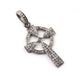 1 Pc Roman Cross With Round Disc 925 sterling Silver Pendant - White topaz Cross Round Pendant 34mmx20mm pt091