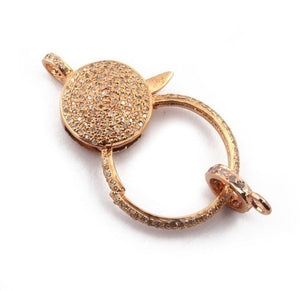 1 Pc Pave Diamond Lobster Antique Finish Rose Gold Vermeil - Double Sided Diamonds 35mmx20mm LBR016