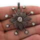 1 Pc Pave Diamond With Rosecut Diamond Spike Flower Pendant- 925 Sterling Silver - Polki Flower Pendant 42mmx45mm PD1056