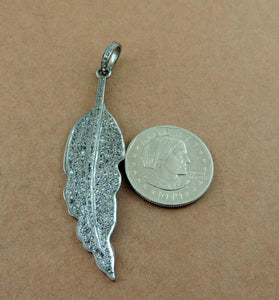 1 Pc White Topaz Large Leaf Charm pendant - 925 Sterling silver White Topaz Pendant 67mmx17mm PT199